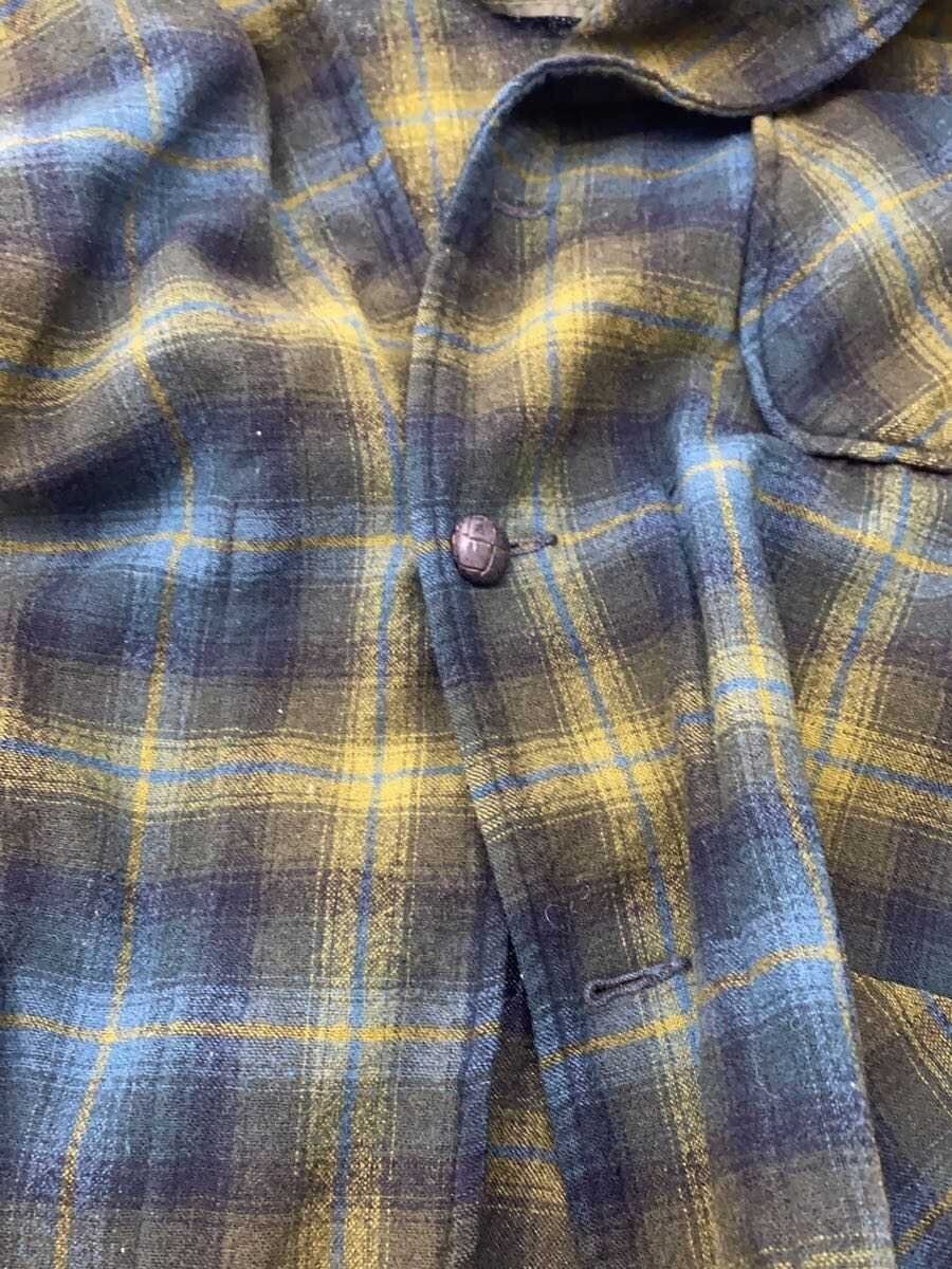 Pendleton 60s-70s Wool Check Button Jacket L Gree… - image 6