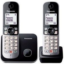 Panasonic KX-TG6852JTB Telefono Cordless duo DECT colore nero e grigio