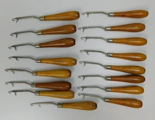Vintage Wooden Handle Latch Hook Yarn Tool Lot 16 Made in Korea