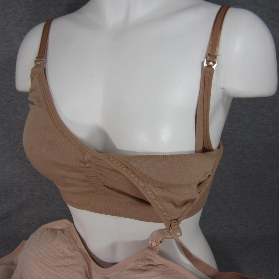 Lote de 3 Sujetadores de Enfermería M Beige Inalámbrico Bombeo Sueño Variente Maternidad Foto 3 de 4