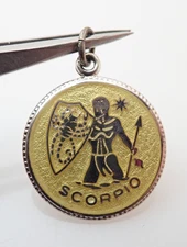 Vintage JMF "SCORPIO" Zodiac Horoscope Enamel Sterling Silver Pendant Charm