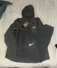 Nike Mens Black Hooded Tracksuit Set Jacket P...