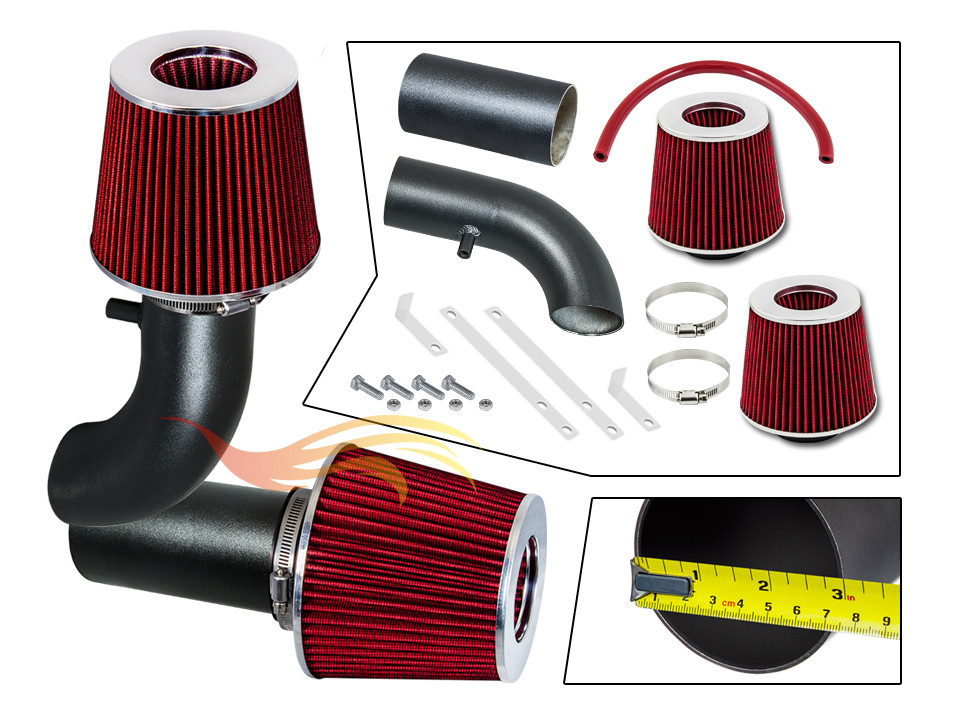 RW BCP RED 1988-1995 F150 F250 Bronco 5.8L Non-MAF V8 Ram Air Intake Kit+Filter
