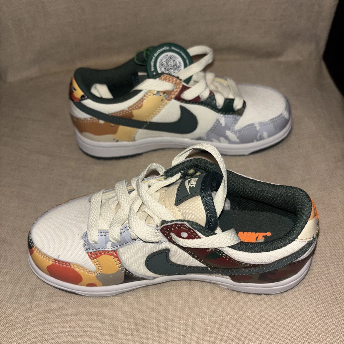 Nike Dunk Low SE Sail Multi Camo DB1909-100 Kid's US 2.5 New