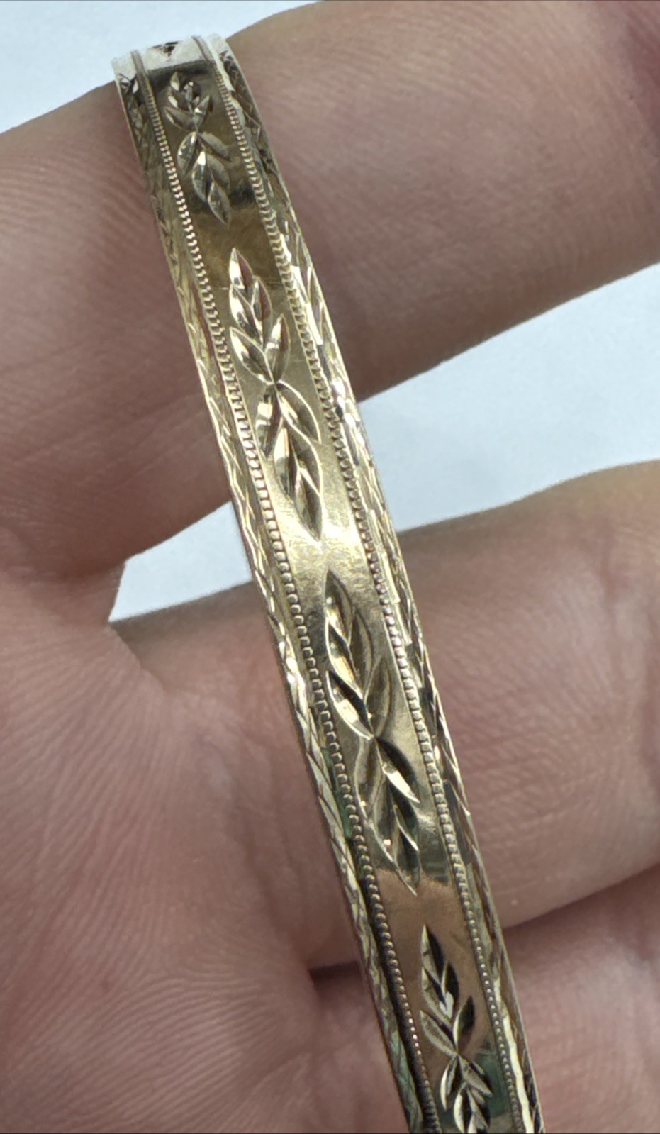 9ct Yellow Solid Gold Patterned Slave Bangle Brac… - image 11