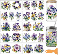 10 StüCk Lila Blumen Pvc Becher Transferaufkleber Veilchen Und StiefmüTterchen B