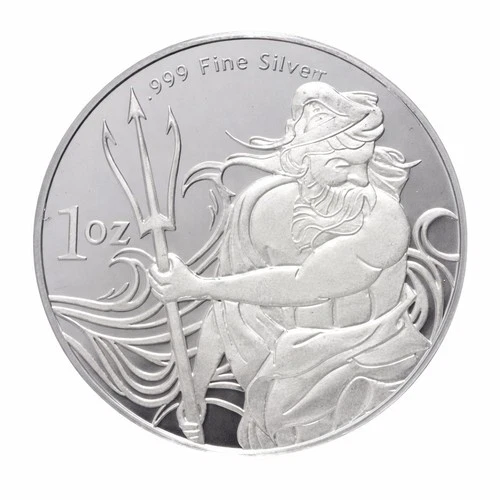 1 oz .999 Fine Silver Round Trident Design