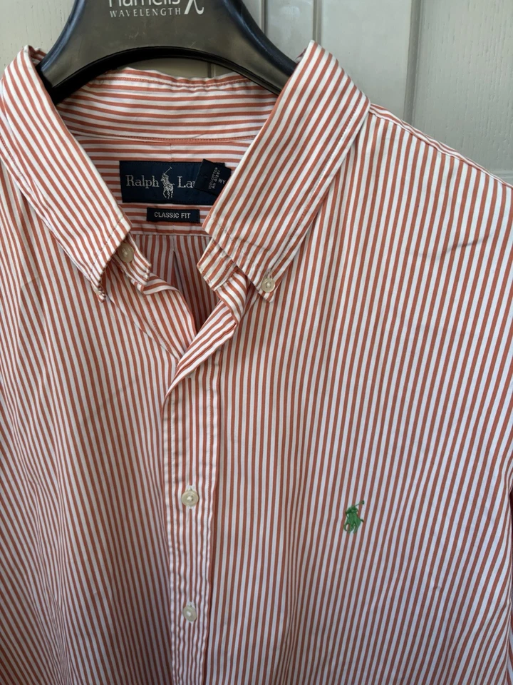 Ralph Lauren Orange Striped Shirt Size XXL Mens Long Sleeve - Image 2 of 4