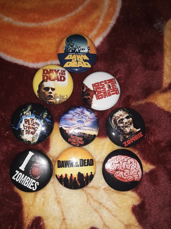 Zombie set of 9 1" Button Pin Romero Dawn Day Return of the Living Dead Night 90