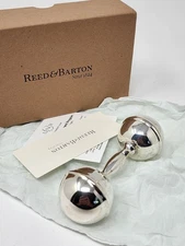 Reed & Barton Bristol Sterling Dumbbell Rattle, Sterling, 4.75 in, Made in USA