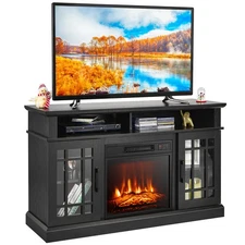 48" TV Stand Console Cabinet w/ Fireplace Entertainment Center For Living Room