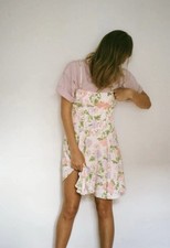 Zara Women’s Floral Print Mini Dress, Cream/Pink, Size S 0024