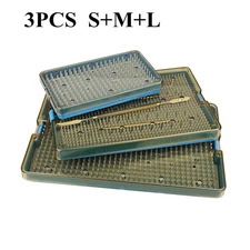 3PCS Autoclave Sterilization Tray Surgical Instrument Sterilization Box S+M+L US