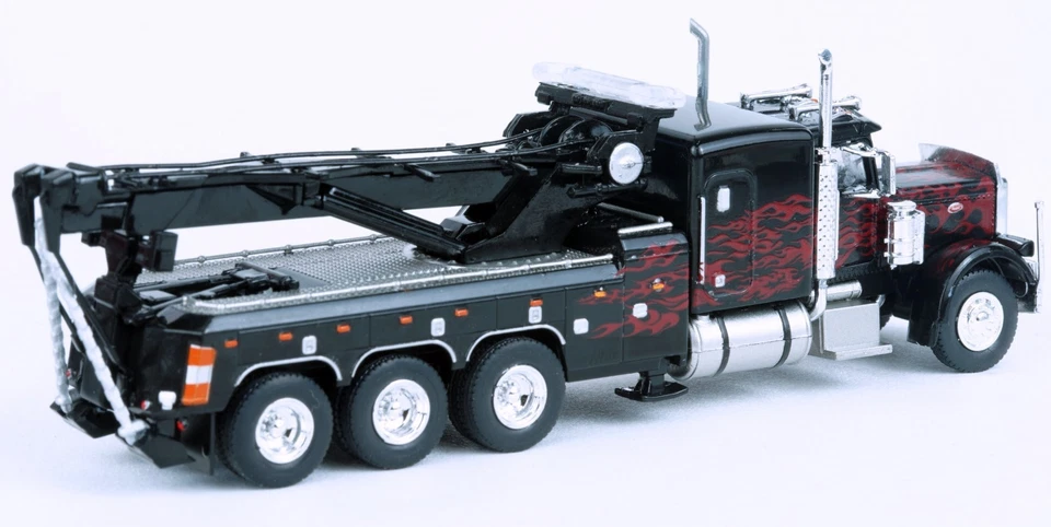 Brekina 1973 Peterbilt 359 Tow Truck Black/Red Flames #86278 HO 1/87 Scale - Image 2 of 4