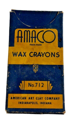 Vintage Amaco Wax Crayons #712 Made In USA Pack of 12 Indianapolis, Indiana
