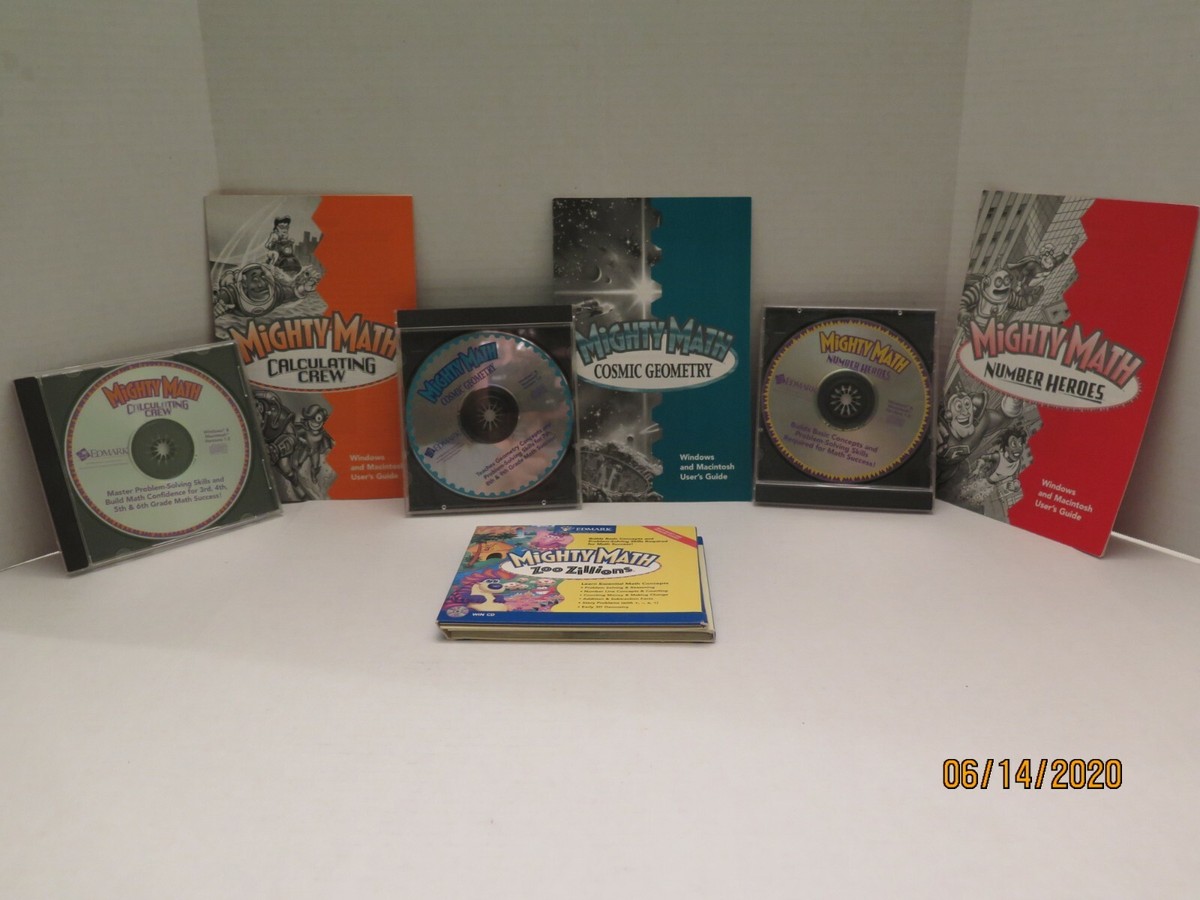 Edmark Mighty Math Lot - Zoo Zillions, Number Heroes, Cosmic