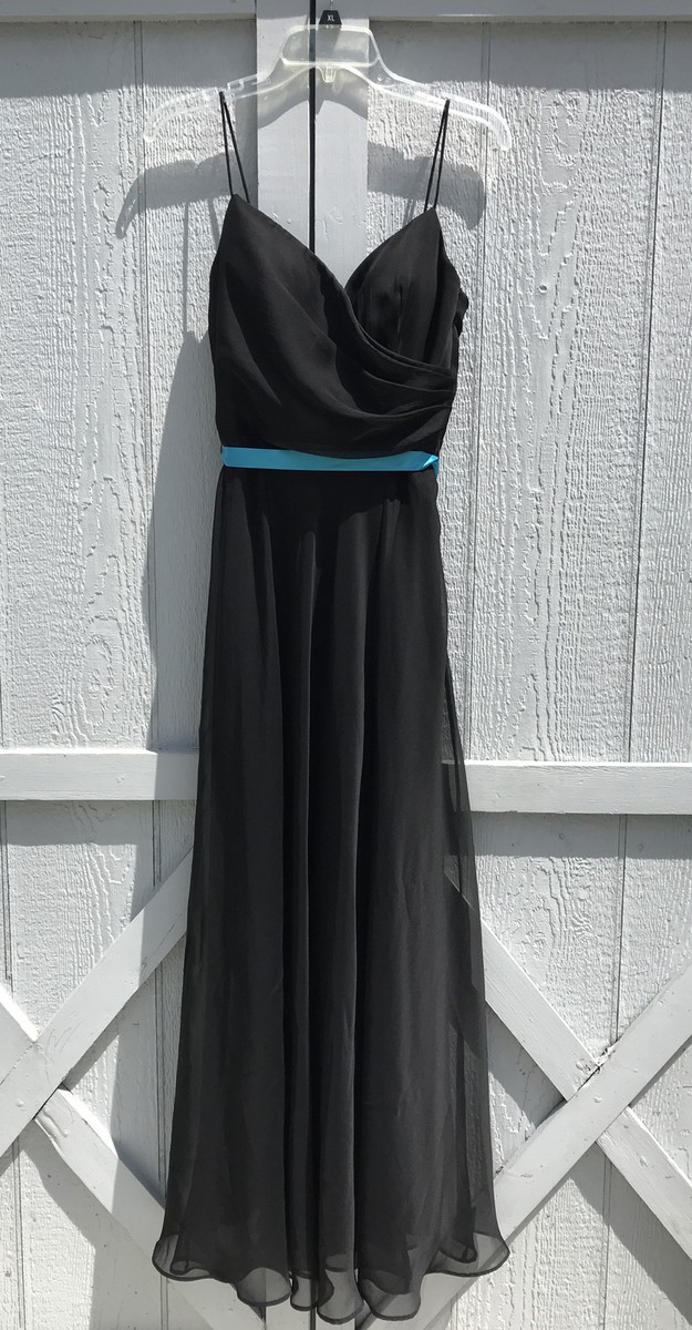 blue dress for baby girl Blue A Line V Neck Bridesmaid Dresses with Slit PB126