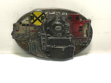 C-J 1986 Railroad TRAINS Locomotive Pewter Belt Buckle CJ1050 Enamel Engine 614
