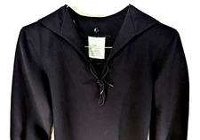 Vtg WAHLER 1999 German Military/Navy Black Wool Blend Lace-Up Shirt Fits XS/S *