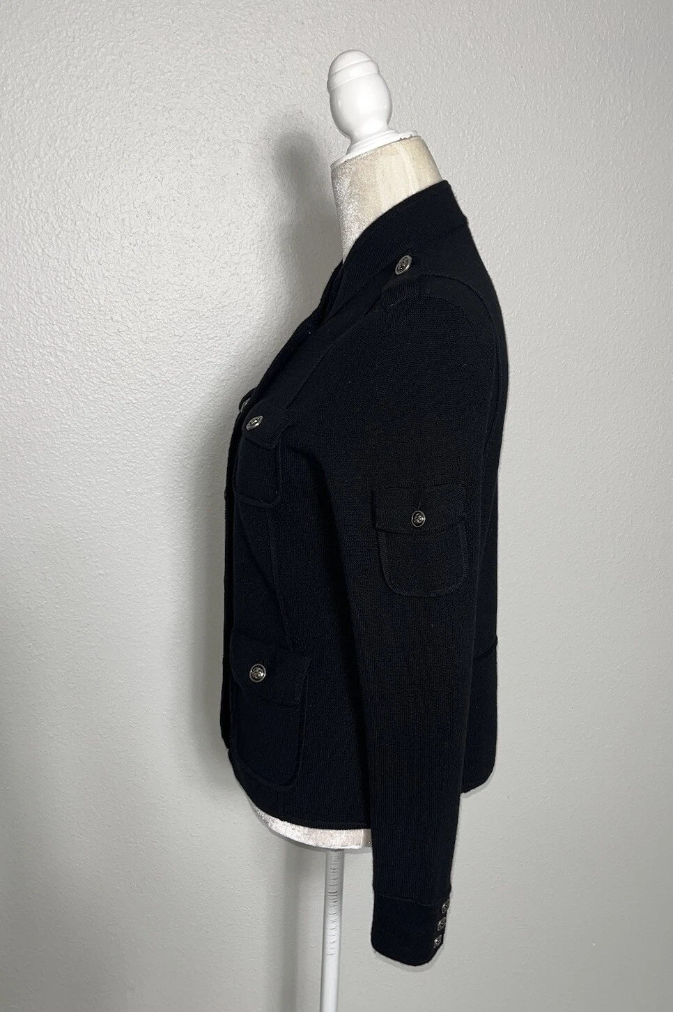 Giacca Blazer Tory Burch 100% Lana Sgt Pepe Maglia Militare Logo Bottoni Nero M