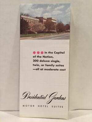 1964 PRESIDENTIAL GARDENS MOTOR HOTEL SUITES WASHINGTON DC Travel Brochure & Map