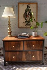 Zmodernizowana fornir vintage i malowana skrzynia szuflad