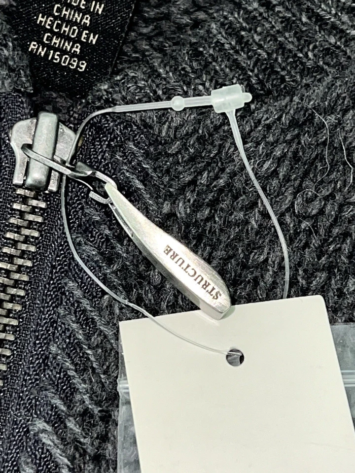 NWT Vintage 2000s Structure for Sears Y2K Gray Zipfront Cardigan Sweater Mens XL - Image 3 of 4