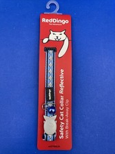    Red Dingo Cat Blue Collar w/ Reflective Fish Design 12mm  High Quality