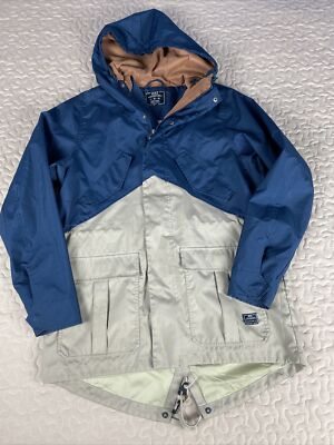 Nike Skateboarding Hoodie Jacket Mens sz L Navy & Tan Parka Coat winter rain
