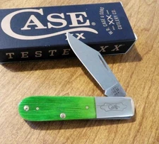 CASE XX New 61045 Lime Green Barnboard Jigged Bone 1 Blade Barlow Knife/Knives