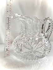 ABP Jug Pitcher-8"-JD BERGEN CEDAR-American Brilliant Cut Glass Pitcher