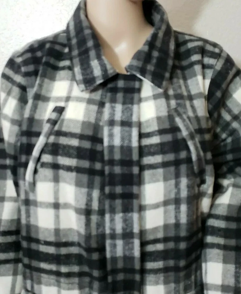 New Wool Blend Coat Women's Size Large Removable Faux Fur Collar Plaid NWT - Image 3 of 4