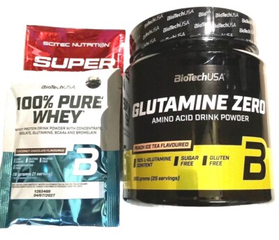 (62,30 /kg)Biotech USA Glutamine Zero  300g(Aspartamfrei,Zuckerfrei)+2 Proben