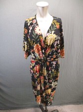 ASOS Size 4 Womens Multicolor Floral V-Neck Short Sleeve Warp Midi Dress 311