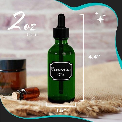 Nevlers Bottiglia contagocce in vetro verde 2 oz (set di 24) | Include involucro termoretraibile - Foto 2 di 9