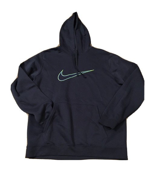 Nike Check Swoosh Embroidered Logo Hoodie Men's Size Large Navy Blue Green Royal | eBay