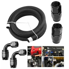 5FT 6AN/8AN/10AN/12AN w/4 Fitting Stainless Steel Braided Oil Fuel Hose Line Kit