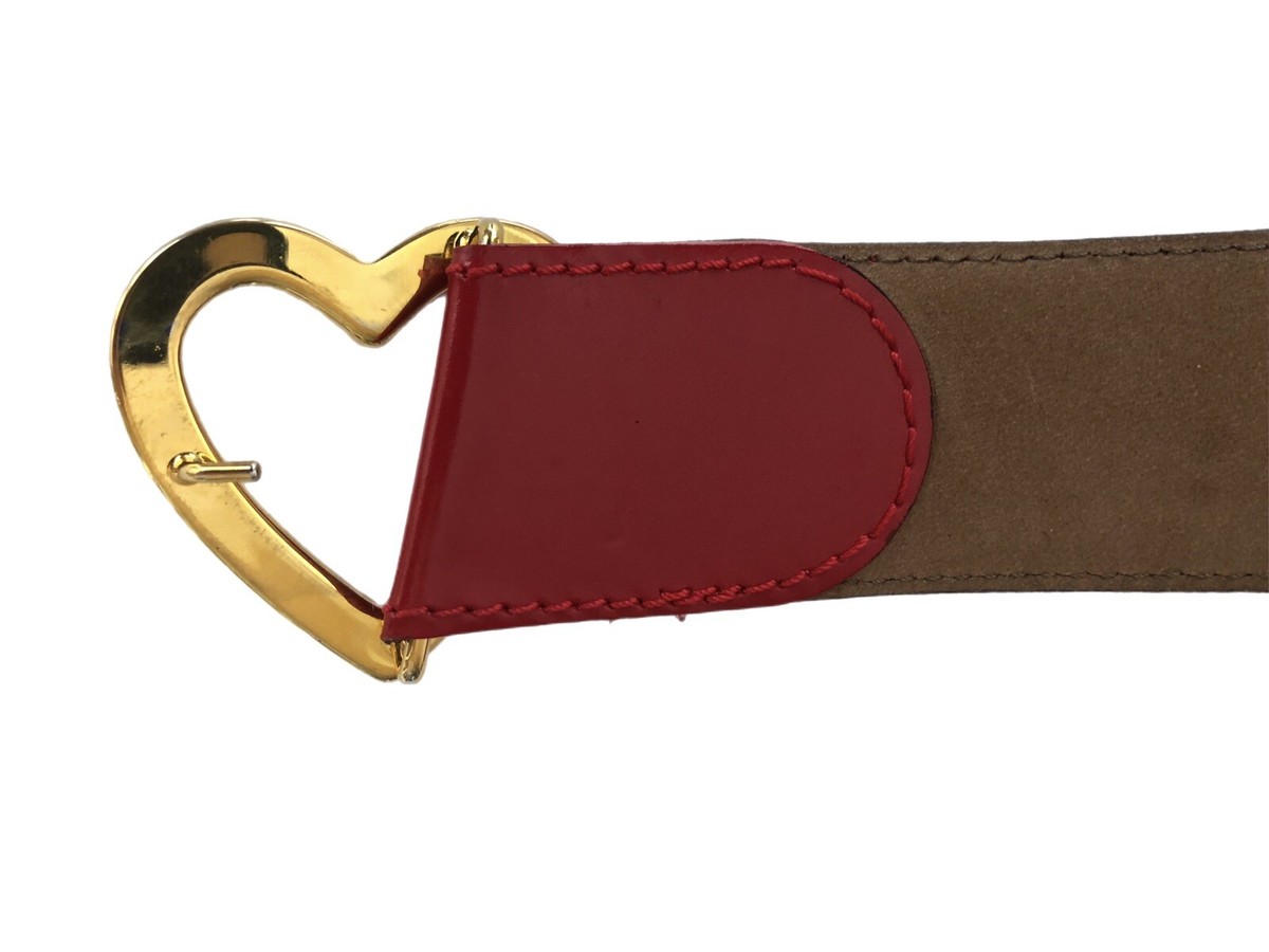 ❤️MOSCHINO レッド ベルト 70。美品 MOSCHINO Belt XS Logo Gold Red Leather Italian Luxury