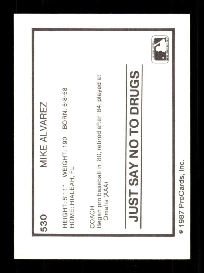 1987 ProCards Appleton Foxes 530 Mike Alvarez PC BXCP30 - Image 2 of 2