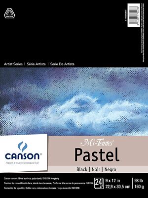 Canson Artist Series Mi-Teintes Pastel Paper Pad Blk 9''x12'' 24 Sheets 98lb/160g