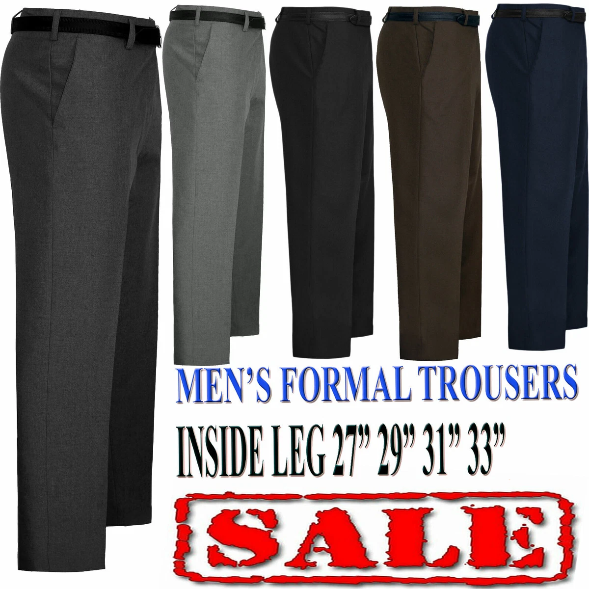 MEN TROUSERS OFFICE BUSINESS WORK FORMAL CASUAL SMART BIG PLUS