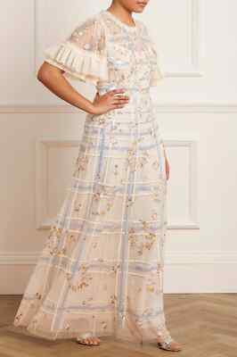 Needle & Thread Antonia MAXI DRESS UK8 US4 sequin party floor-length gown