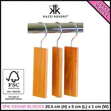 3PK Cedar Hanging Blocks Insects Natural Wardrobe Storage FSC Certified Wood AU