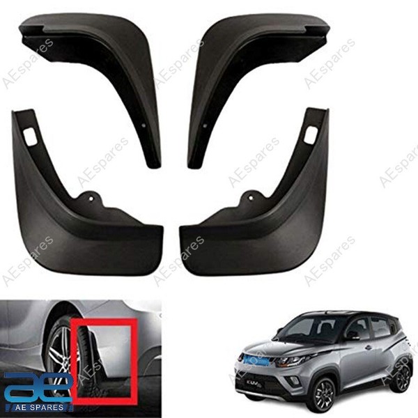 Schlamm Klappe Set Von 4 Schwarz FüR Mahindra Kuv 100 Type-Ii 2018 ECS-image