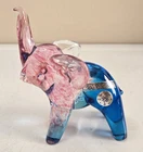 Cenedese Murano Italy Glass Elephant Pink & Blue W/ Labels 4.5" x 4" x 2.5"