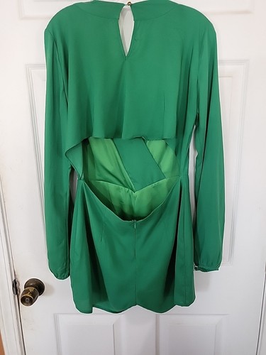 Ark & Co Romper Women's Large Kelly Green Peasant Sleeve V-Neck Open Back - Picture 3 of 7