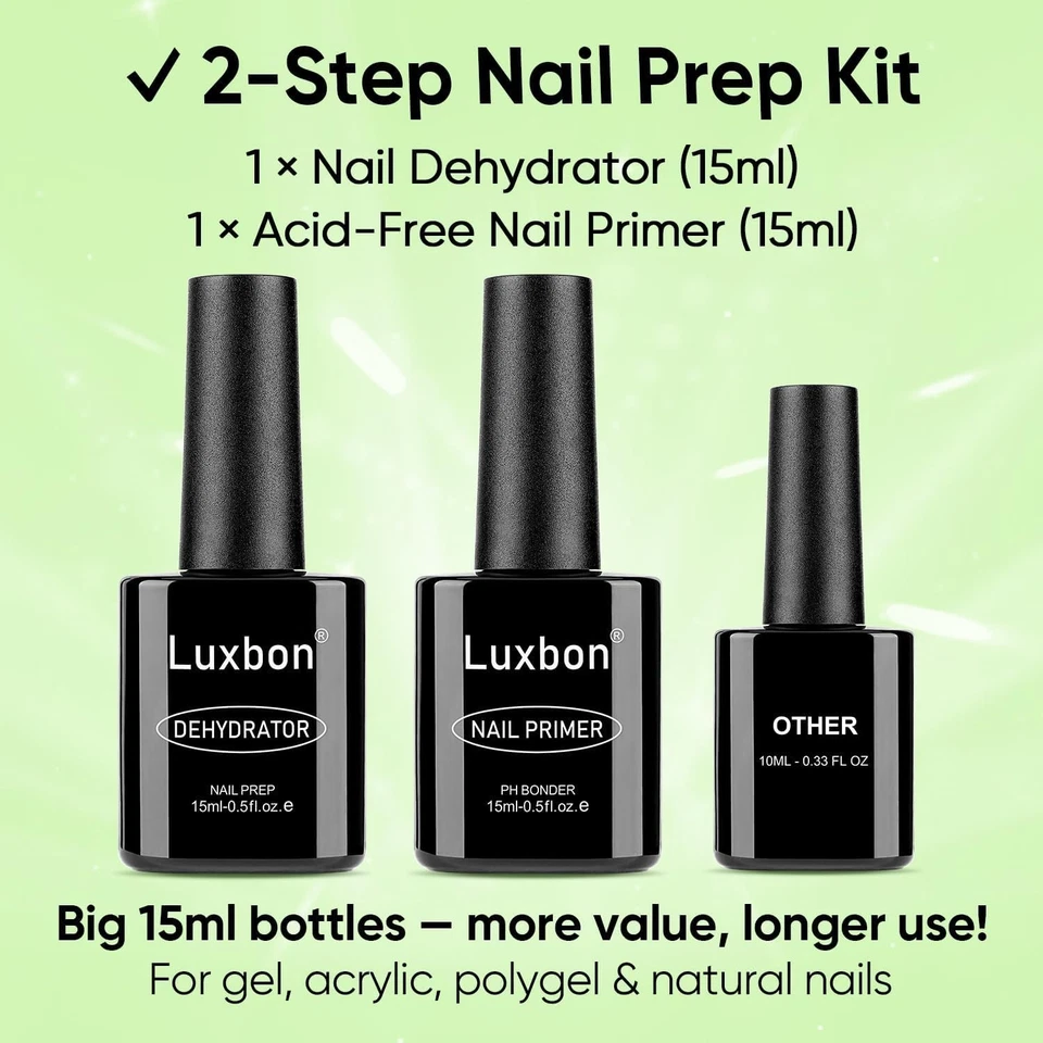 Luxbon 2PCS 15ml Nail Primer and Dehydrator Set Acid Free Gel Nail Polish Prep - image 4 of 4