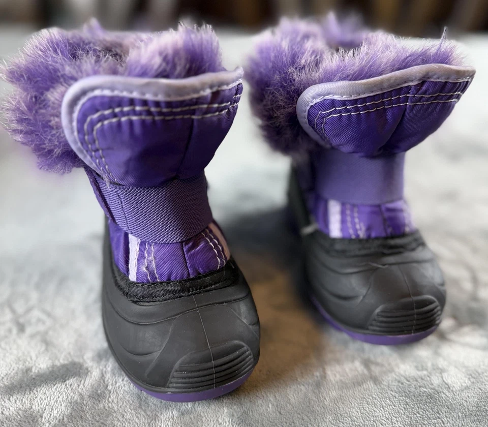 Kamik Winter Snow Boots Toddler Size 6 Purple Black Faux Fur Warm Kids - Image 2 of 4