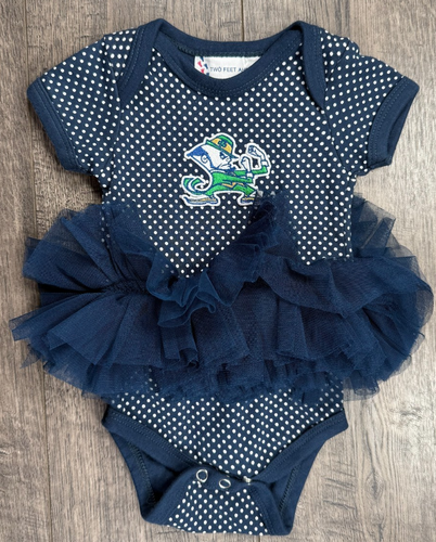 Baby Girl Clothes Two Feet Ahead Newborn Fighting Irish Notre Dame Tutu Romper - Picture 1 of 3