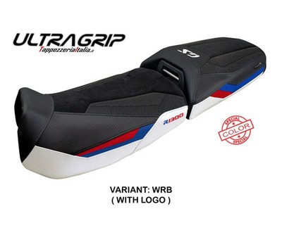 Seat cover Ulma UGrip White-Red-Blue + logo Tpz comp BMW R 1300 GS ADV 2024 2026